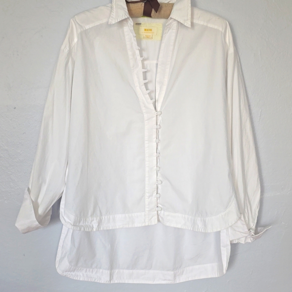 Anthropologie Maeve White Button Down Shirt